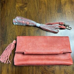 Moda Luxe Clutch Crossbody Purse Salmon Color New!